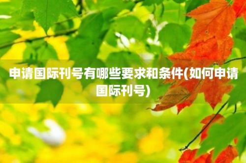 申请国际刊号有哪些要求和条件(如何申请国际刊号)