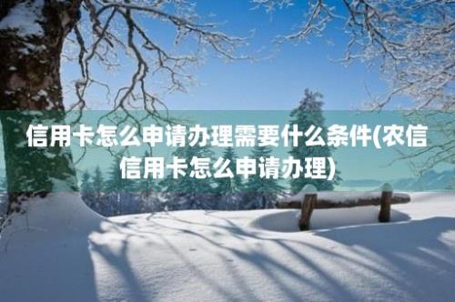 信用卡怎么申请办理需要什么条件(农信信用卡怎么申请办理)