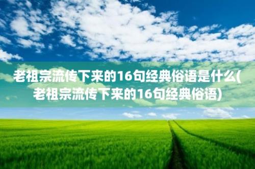 老祖宗流传下来的16句经典俗语是什么(老祖宗流传下来的16句经典俗语)