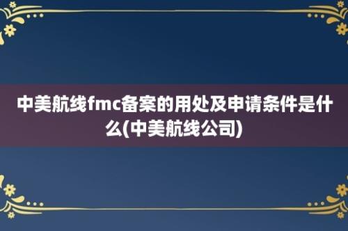 中美航线fmc备案的用处及申请条件是什么(中美航线公司)