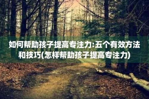 如何帮助孩子提高专注力:五个有效方法和技巧(怎样帮助孩子提高专注力)