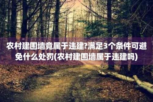 农村建围墙竟属于违建?满足3个条件可避免什么处罚(农村建围墙属于违建吗)