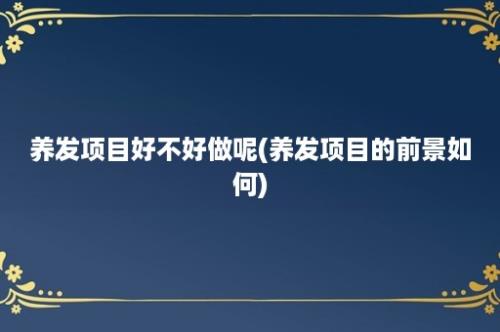 养发项目好不好做呢(养发项目的前景如何)