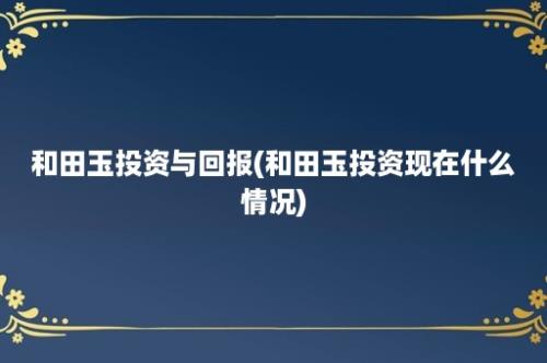 和田玉投资与回报(和田玉投资现在什么情况)