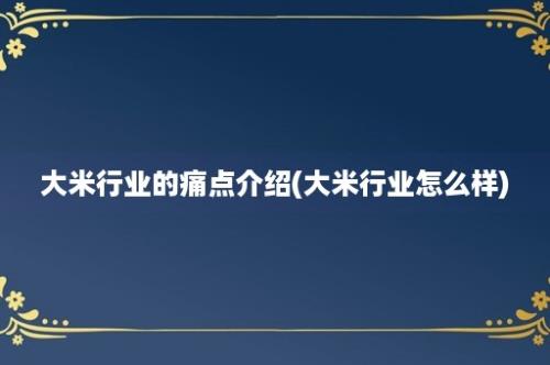 大米行业的痛点介绍(大米行业怎么样)