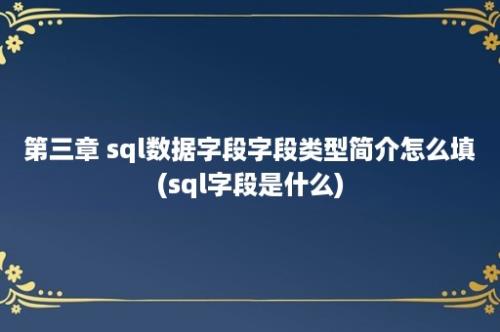 第三章 sql数据字段字段类型简介怎么填(sql字段是什么)