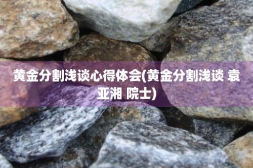 黄金分割浅谈心得体会(黄金分割浅谈 袁亚湘 院士)