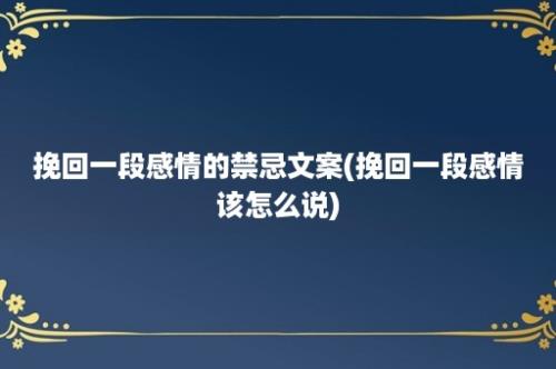 挽回一段感情的禁忌文案(挽回一段感情该怎么说)