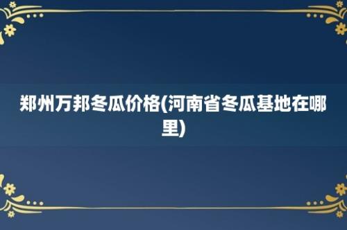 郑州万邦冬瓜价格(河南省冬瓜基地在哪里)