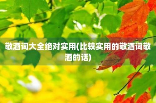 敬酒词大全绝对实用(比较实用的敬酒词敬酒的话)