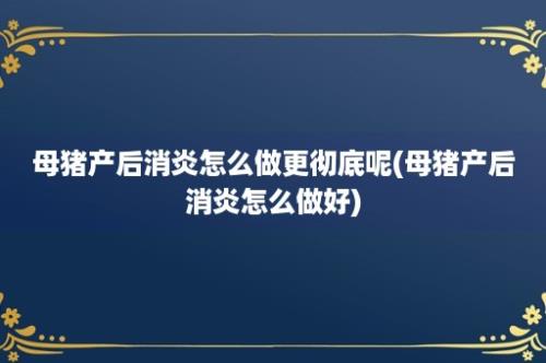 母猪产后消炎怎么做更彻底呢(母猪产后消炎怎么做好)