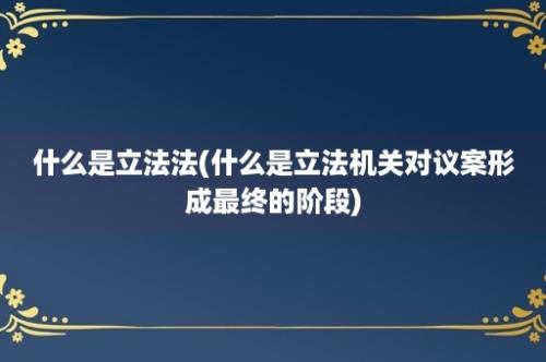 什么是立法法(什么是立法机关对议案形成最终的阶段)