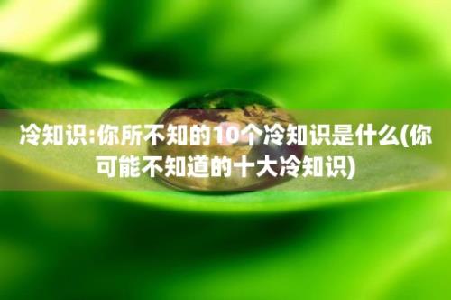 冷知识:你所不知的10个冷知识是什么(你可能不知道的十大冷知识)