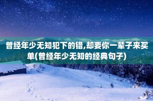 曾经年少无知犯下的错,却要你一辈子来买单(曾经年少无知的经典句子)