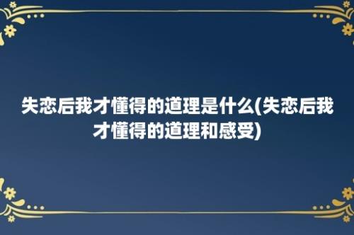 失恋后我才懂得的道理是什么(失恋后我才懂得的道理和感受)