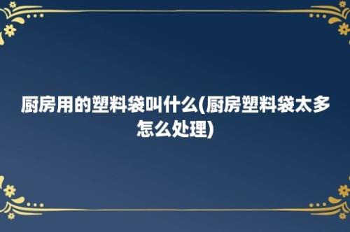 厨房用的塑料袋叫什么(厨房塑料袋太多怎么处理)