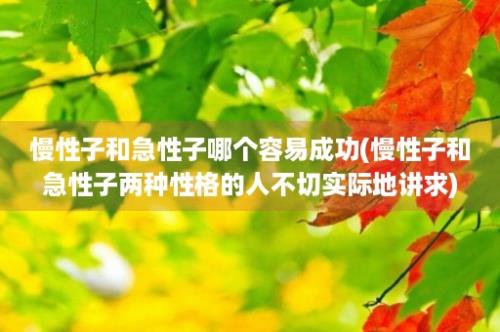 慢性子和急性子哪个容易成功(慢性子和急性子两种性格的人不切实际地讲求)