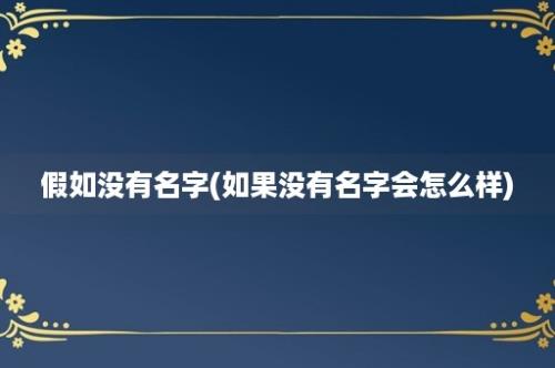 假如没有名字(如果没有名字会怎么样)