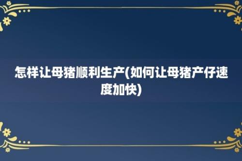 怎样让母猪顺利生产(如何让母猪产仔速度加快)