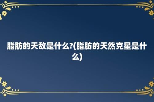 脂肪的天敌是什么?(脂肪的天然克星是什么)