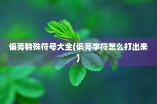 偏旁特殊符号大全(偏旁字符怎么打出来)