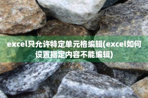 excel只允许特定单元格编辑(excel如何设置指定内容不能编辑)