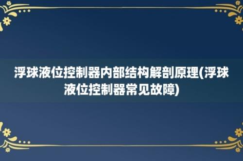 浮球液位控制器内部结构解剖原理(浮球液位控制器常见故障)