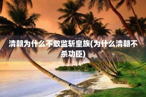 清朝为什么不敢监斩皇族(为什么清朝不杀功臣)