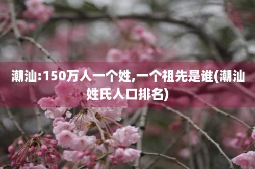 潮汕:150万人一个姓,一个祖先是谁(潮汕姓氏人口排名)