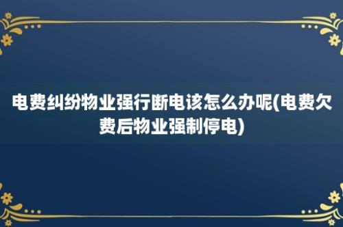 电费纠纷物业强行断电该怎么办呢(电费欠费后物业强制停电)