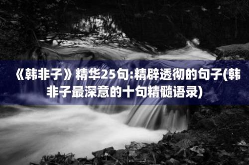 《韩非子》精华25句:精辟透彻的句子(韩非子最深意的十句精髓语录)