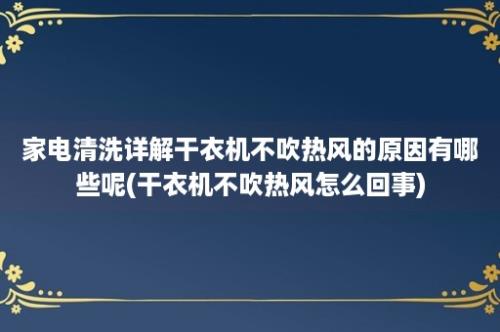 家电清洗详解干衣机不吹热风的原因有哪些呢(干衣机不吹热风怎么回事)