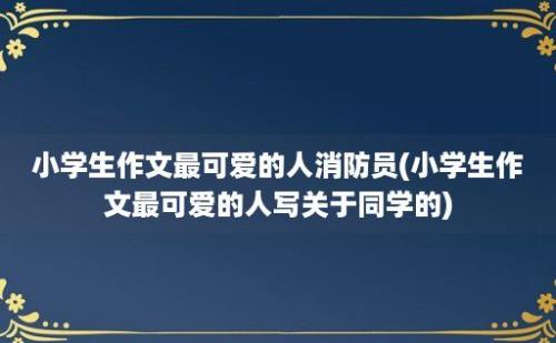 小学生作文最可爱的人消防员(小学生作文最可爱的人写关于同学的)
