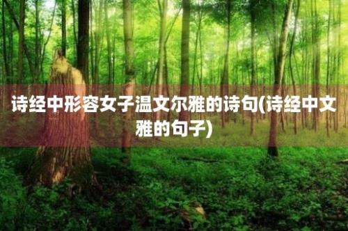 诗经中形容女子温文尔雅的诗句(诗经中文雅的句子)