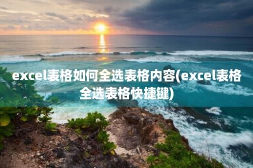 excel表格如何全选表格内容(excel表格全选表格快捷键)