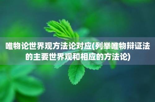 唯物论世界观方法论对应(列举唯物辩证法的主要世界观和相应的方法论)