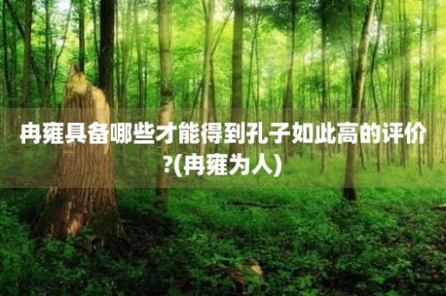 冉雍具备哪些才能得到孔子如此高的评价?(冉雍为人)