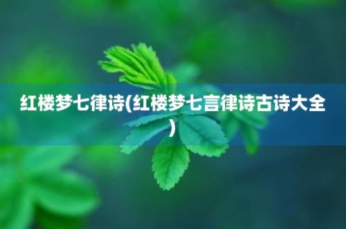 红楼梦七律诗(红楼梦七言律诗古诗大全)