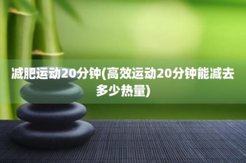 减肥运动20分钟(高效运动20分钟能减去多少热量)