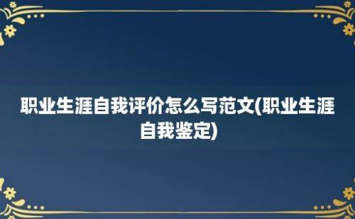 职业生涯自我评价怎么写范文(职业生涯自我鉴定)