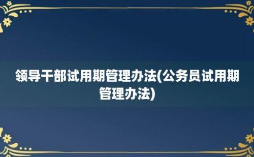 领导干部试用期管理办法(公务员试用期管理办法)