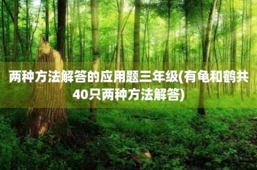 两种方法解答的应用题三年级(有龟和鹤共40只两种方法解答)