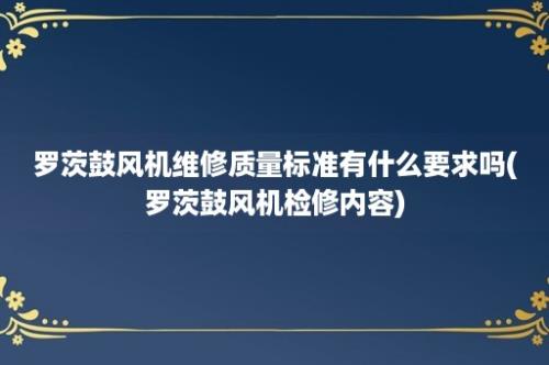 罗茨鼓风机维修质量标准有什么要求吗(罗茨鼓风机检修内容)