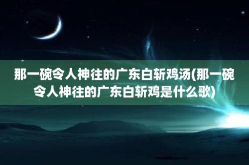 那一碗令人神往的广东白斩鸡汤(那一碗令人神往的广东白斩鸡是什么歌)