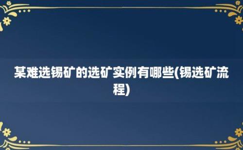 某难选锡矿的选矿实例有哪些(锡选矿流程)