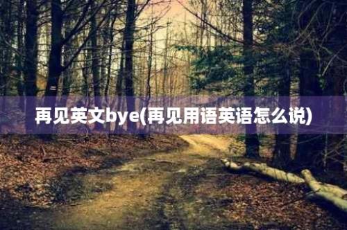 再见英文bye(再见用语英语怎么说)