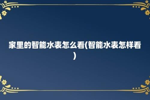 家里的智能水表怎么看(智能水表怎样看)