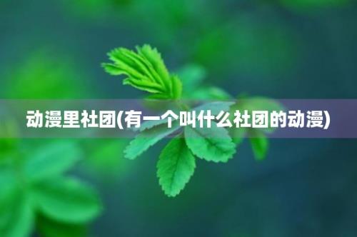 动漫里社团(有一个叫什么社团的动漫)