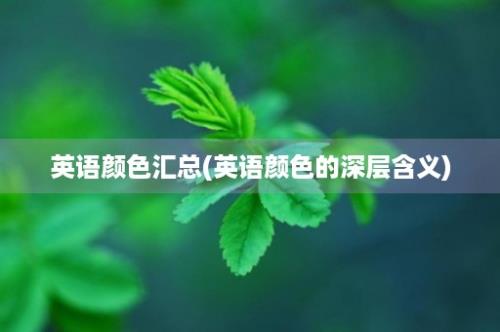 英语颜色汇总(英语颜色的深层含义)