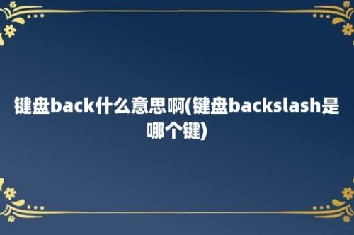 键盘back什么意思啊(键盘backslash是哪个键)